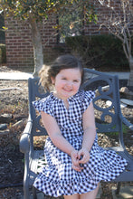 Load image into Gallery viewer, Navy Gingham Ruffle Dress
