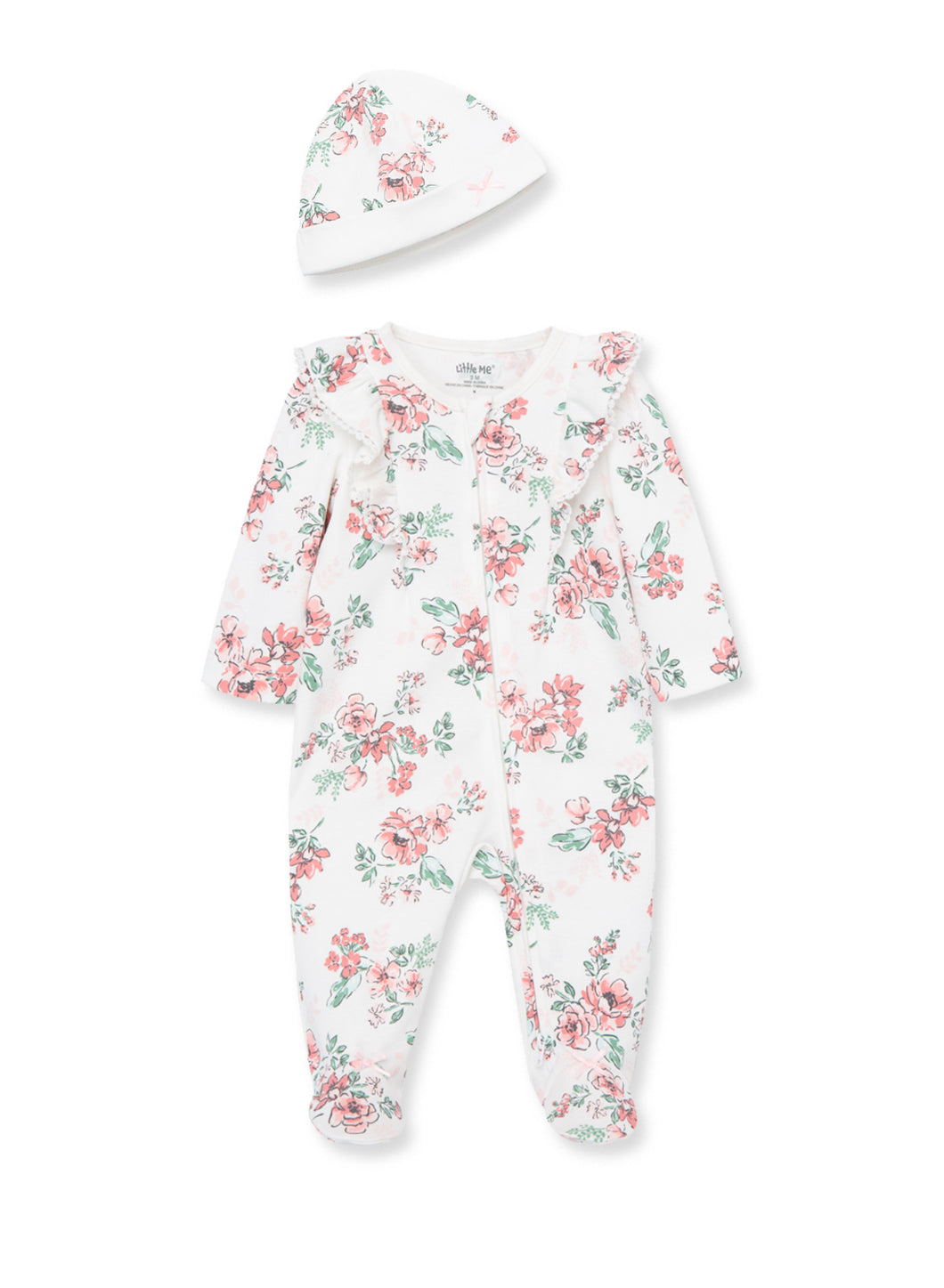 Whimsical Floral Footie & Hat
