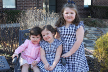 Load image into Gallery viewer, Navy Gingham Ruffle Dress
