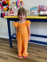 Load image into Gallery viewer, Orange Bubble Sleeve Jumpsuit
