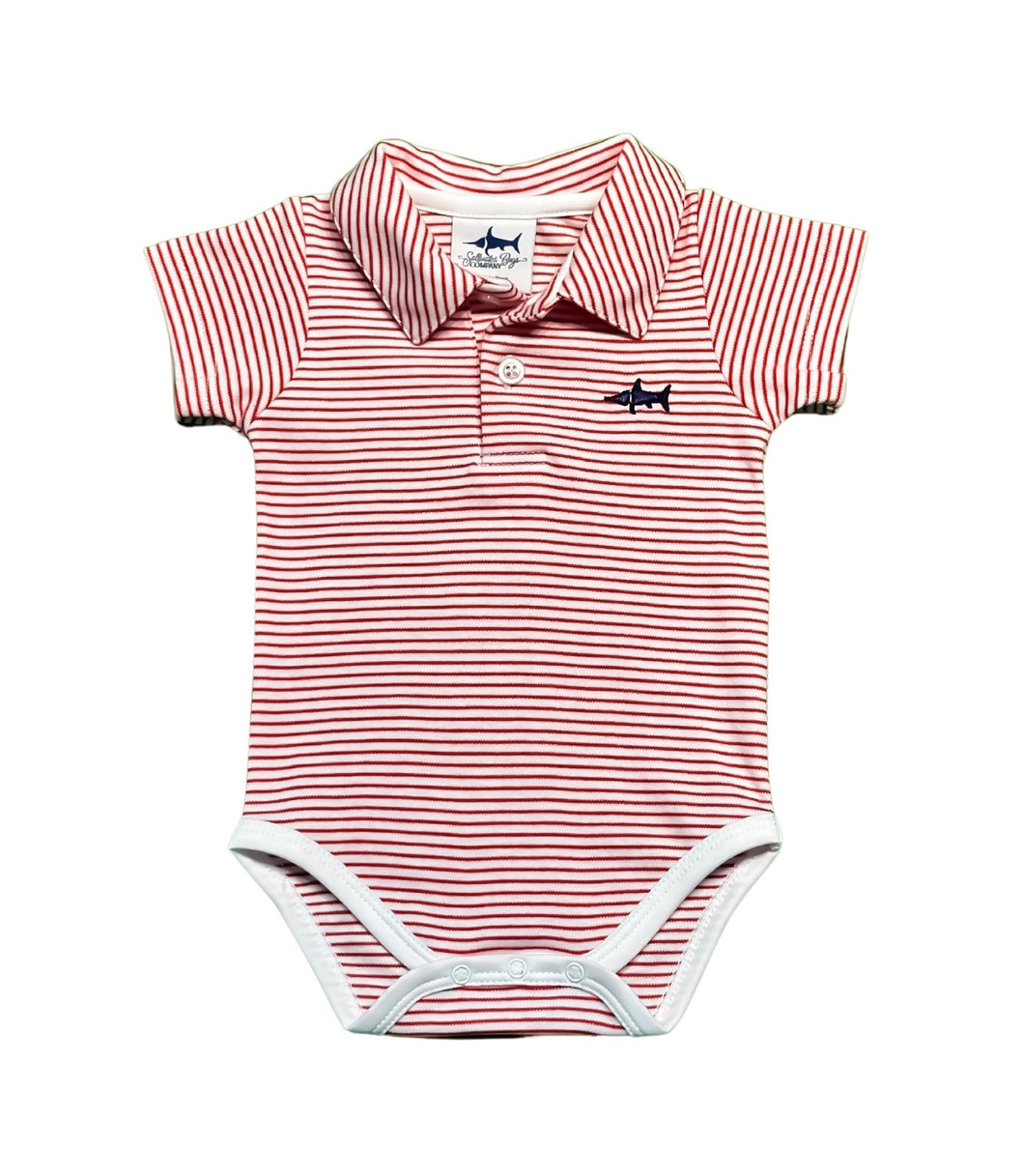 Red Stripe Baby Polo