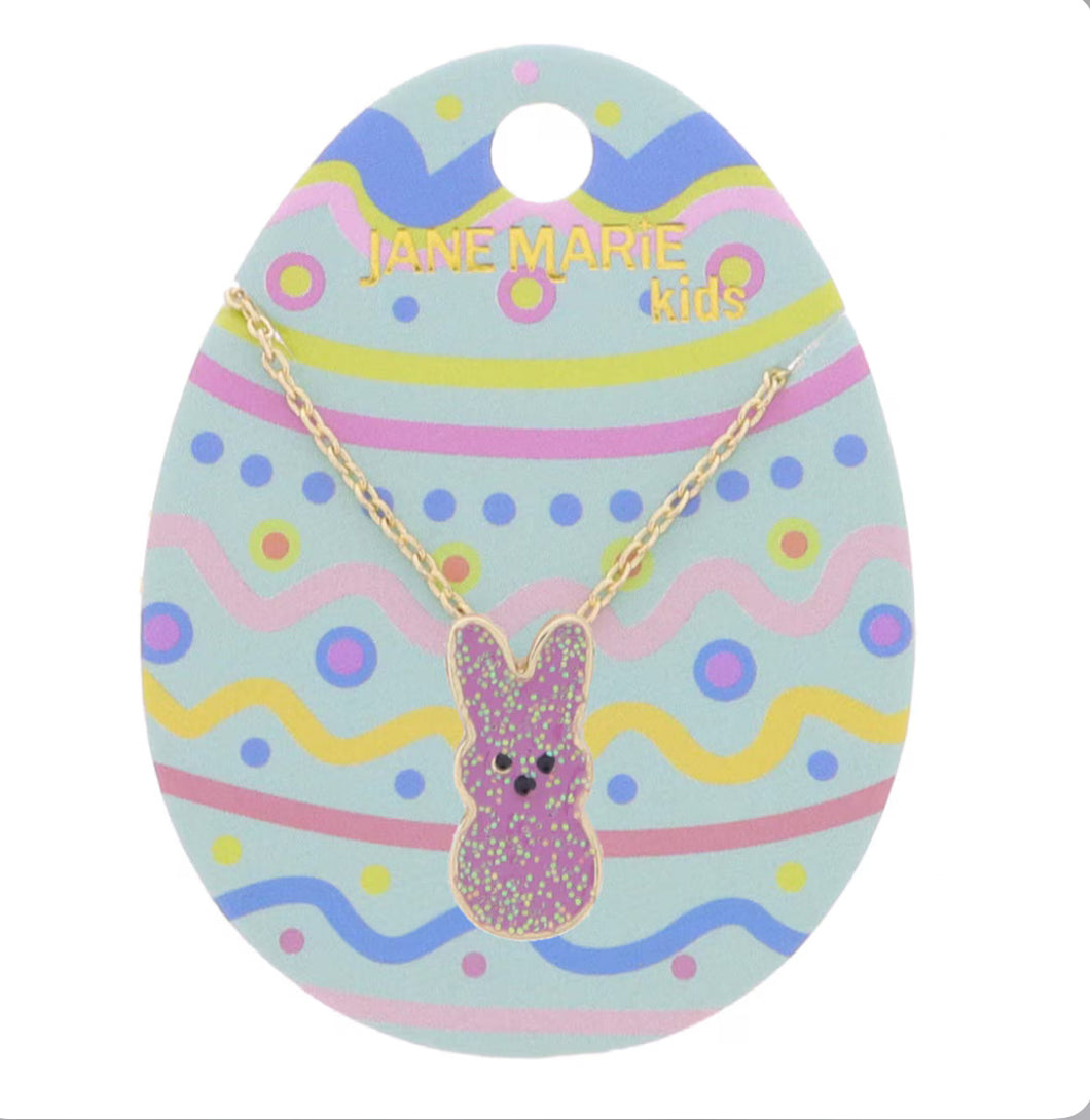 Purple Glitter Bunny Necklace