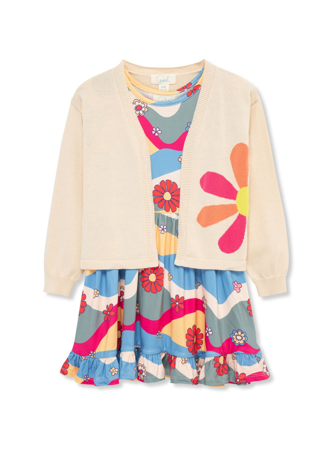 Groovy Floral Dress w/ Cardigan