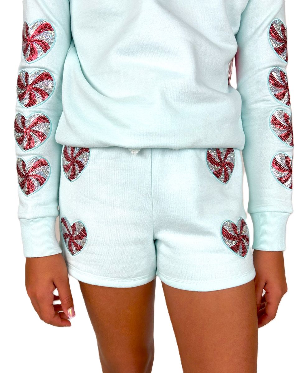 Sequins Candy Cane Hearts Shorts