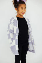 Load image into Gallery viewer, Lavender Checker Bow Cozy Cardigan
