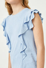 Load image into Gallery viewer, Light Blue Ruffle Top
