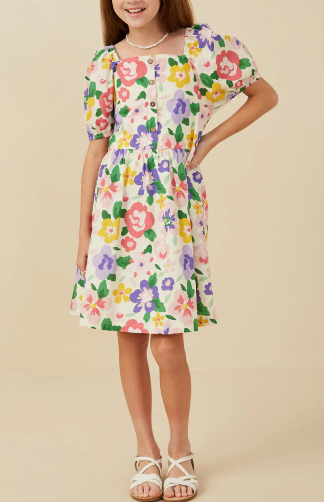 Floral Print Button Dress