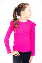 Load image into Gallery viewer, Hot Pink LS Ruffle Tee
