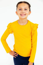 Load image into Gallery viewer, Mustard LS Ruffle Tee
