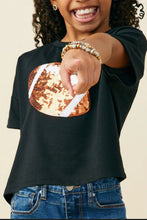 Load image into Gallery viewer, Gameday Sequin Football Tee Black
