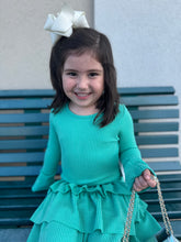 Load image into Gallery viewer, Green Rib Ruffle Dress
