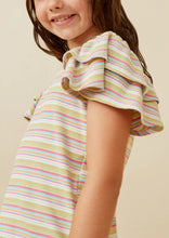 Load image into Gallery viewer, Striped Ruffled Cap Sleeve
