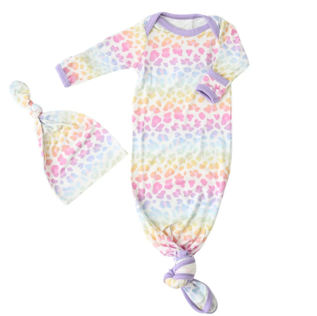 Rainbow Leopard Gown & Beanie