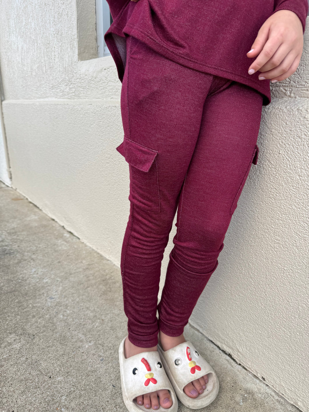 Burgundy French Terry Cargo Pant