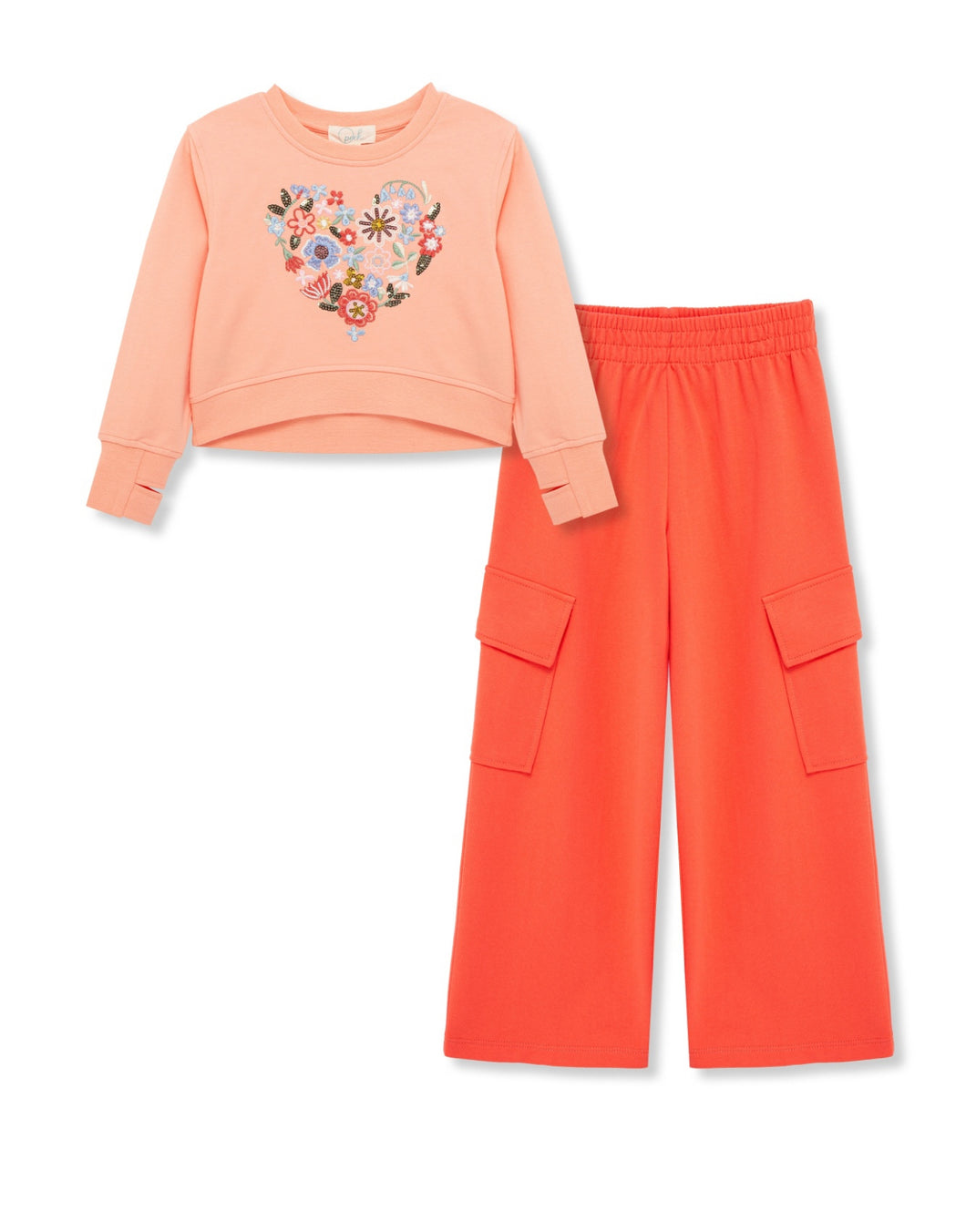 Flower Heart Pullover Pant Set