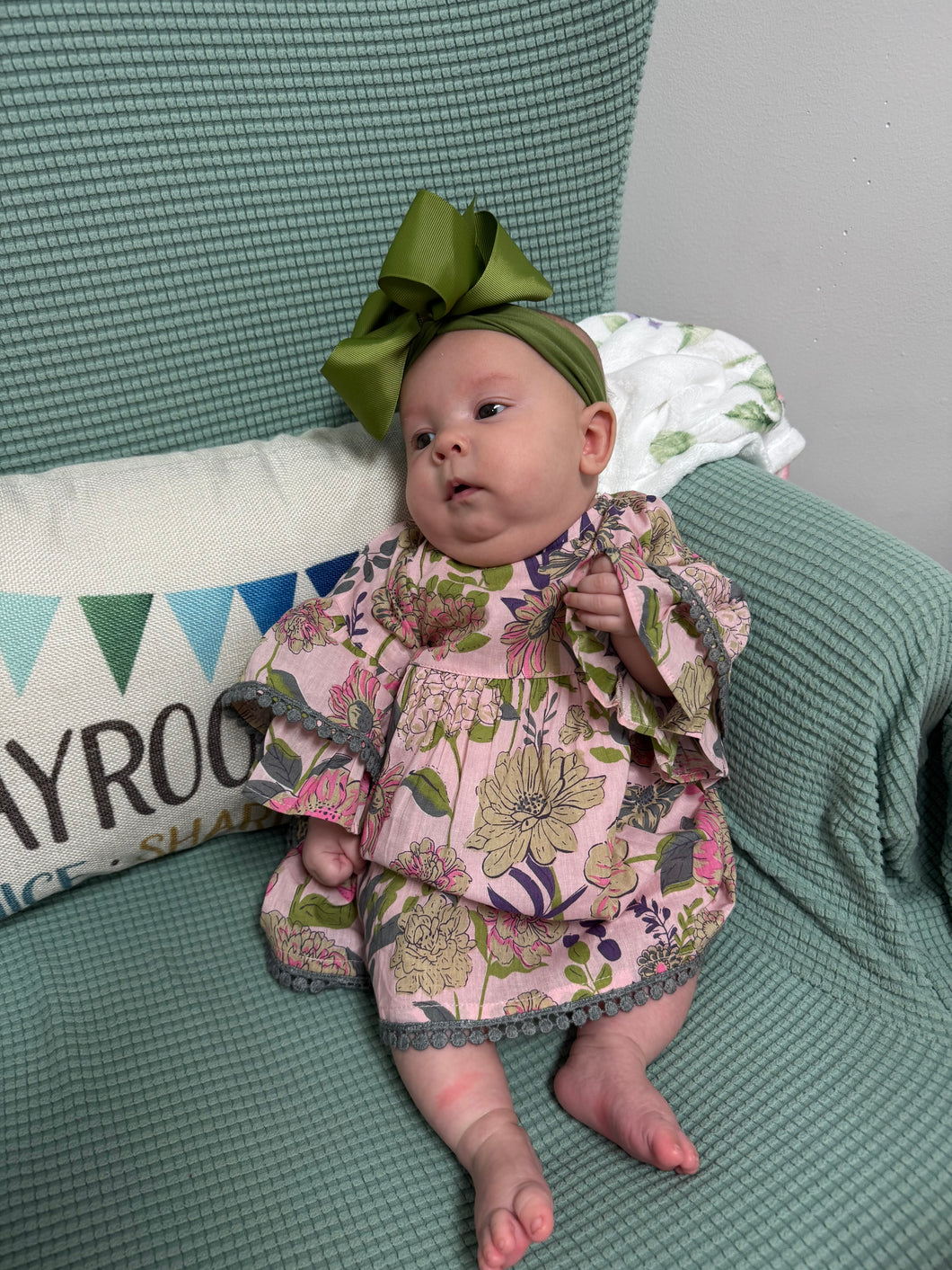 Pink Flower Garden Bloomer Set