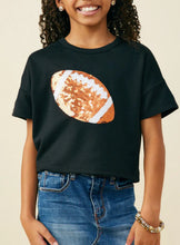 Load image into Gallery viewer, Gameday Sequin Football Tee Black
