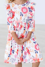 Load image into Gallery viewer, Tangerine Leaves Twirl Dress
