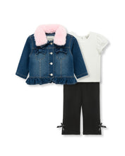 Load image into Gallery viewer, Pink Fuzzy Jacket 3PC Set
