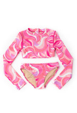 Load image into Gallery viewer, Crop Pink Waves Swim
