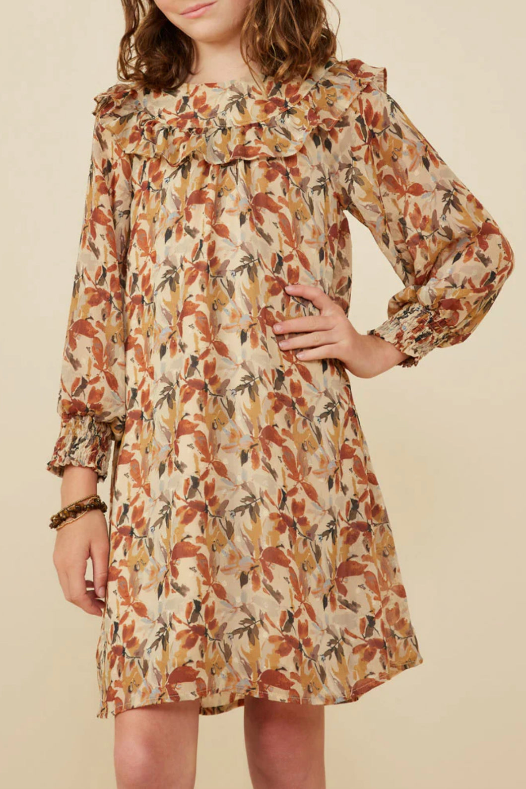 Ruffle Detail Foliage Print