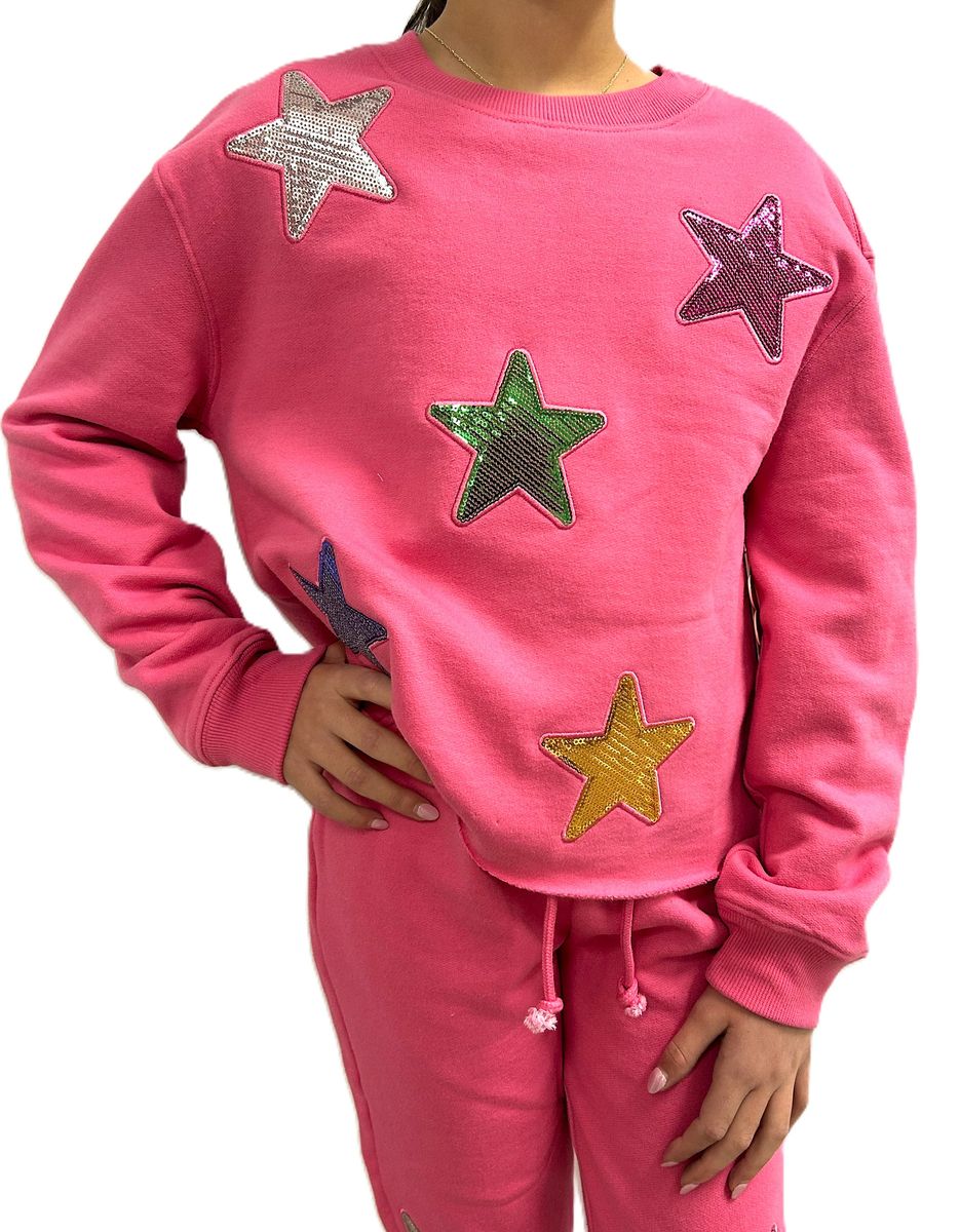 Sequin Stars Applique Sweatshirt