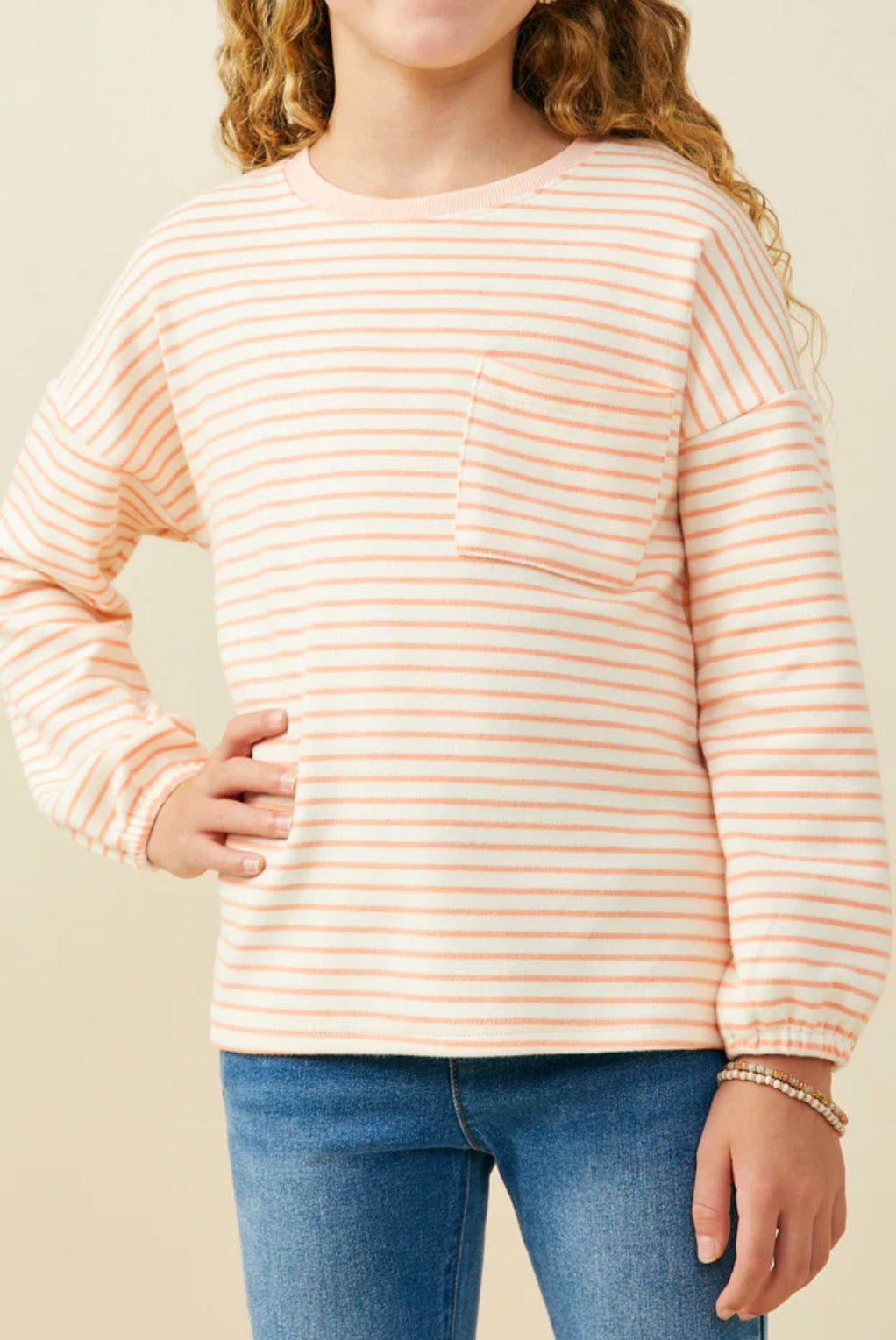 Soft Stripe Pocket Top