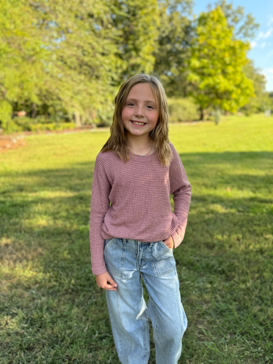 Dusty Rose Waffle Tunic