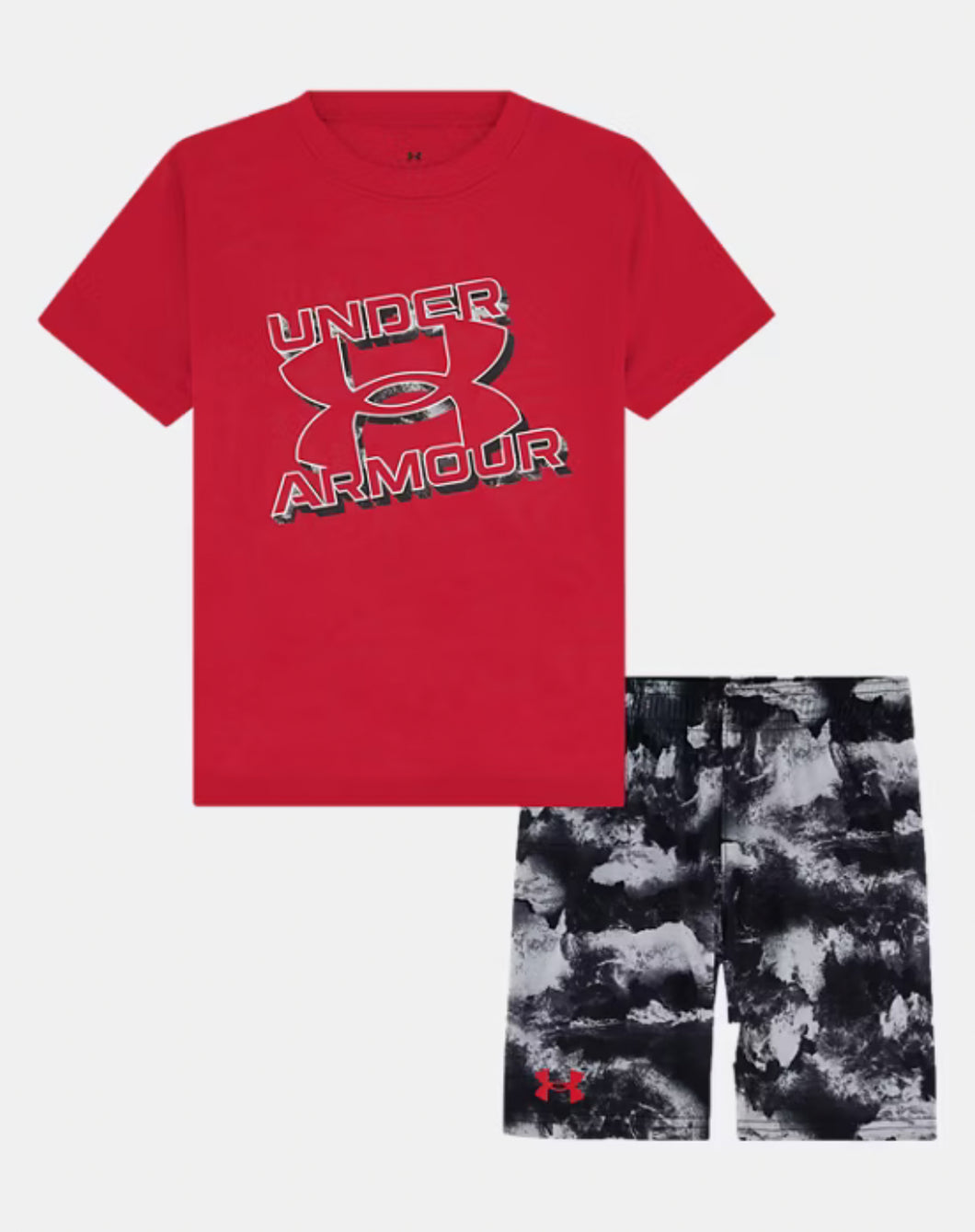 Boys UA Red Graphite Short Set