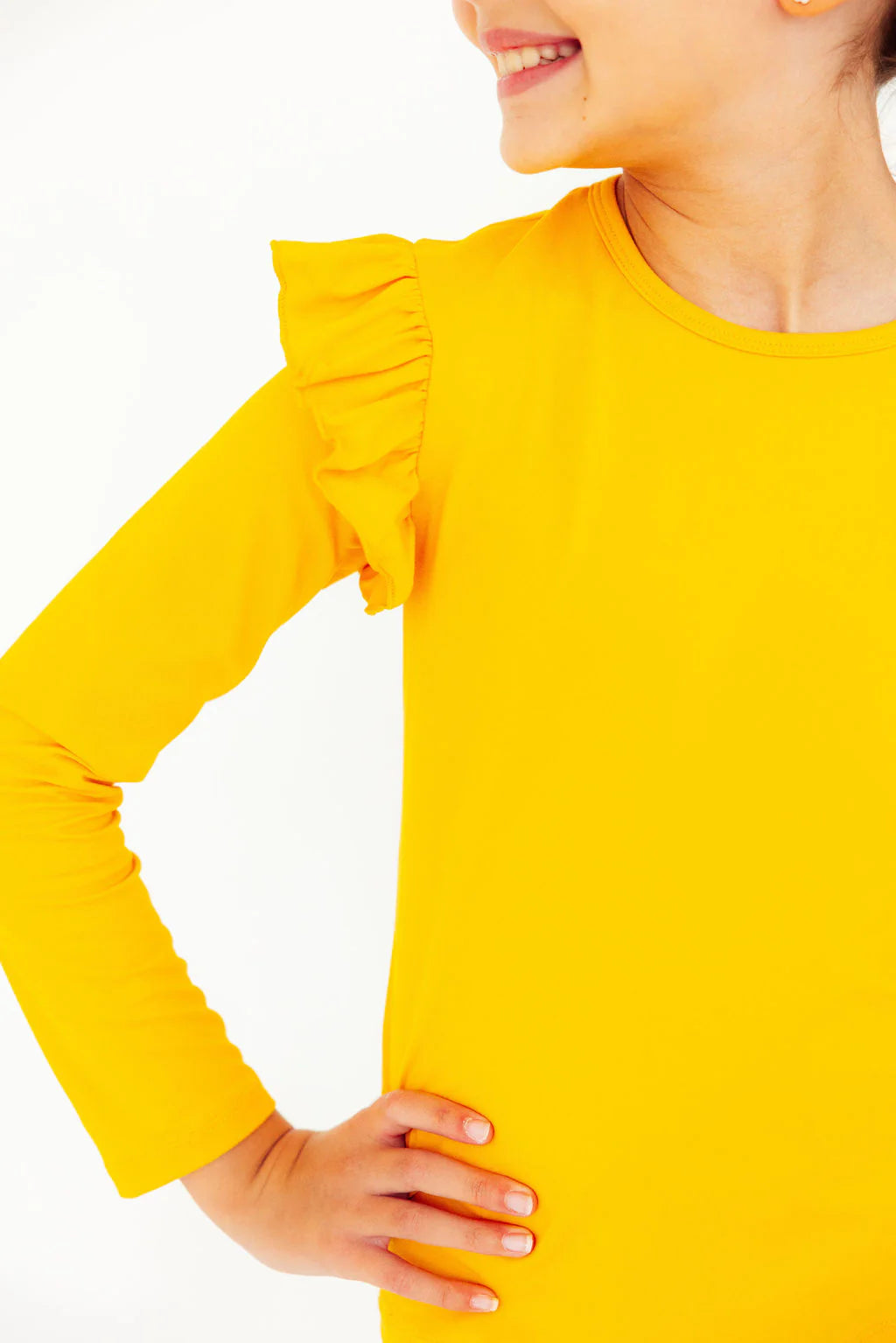 Mustard LS Ruffle Tee