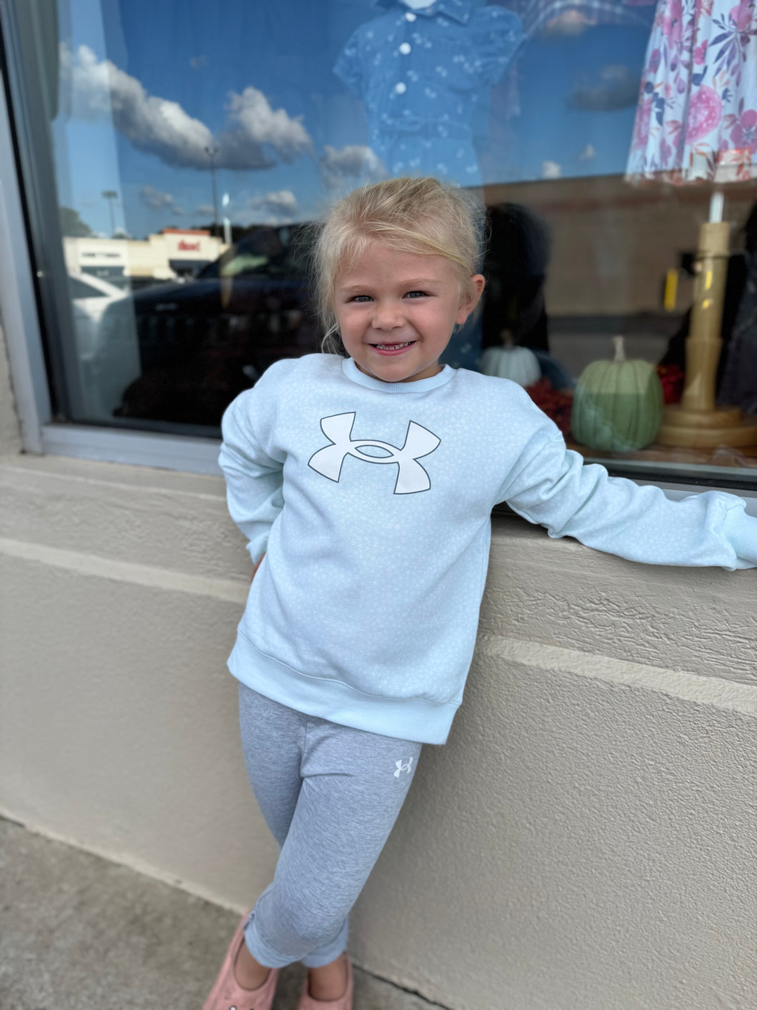 Girls UA Seaglass Blue Crewneck Set