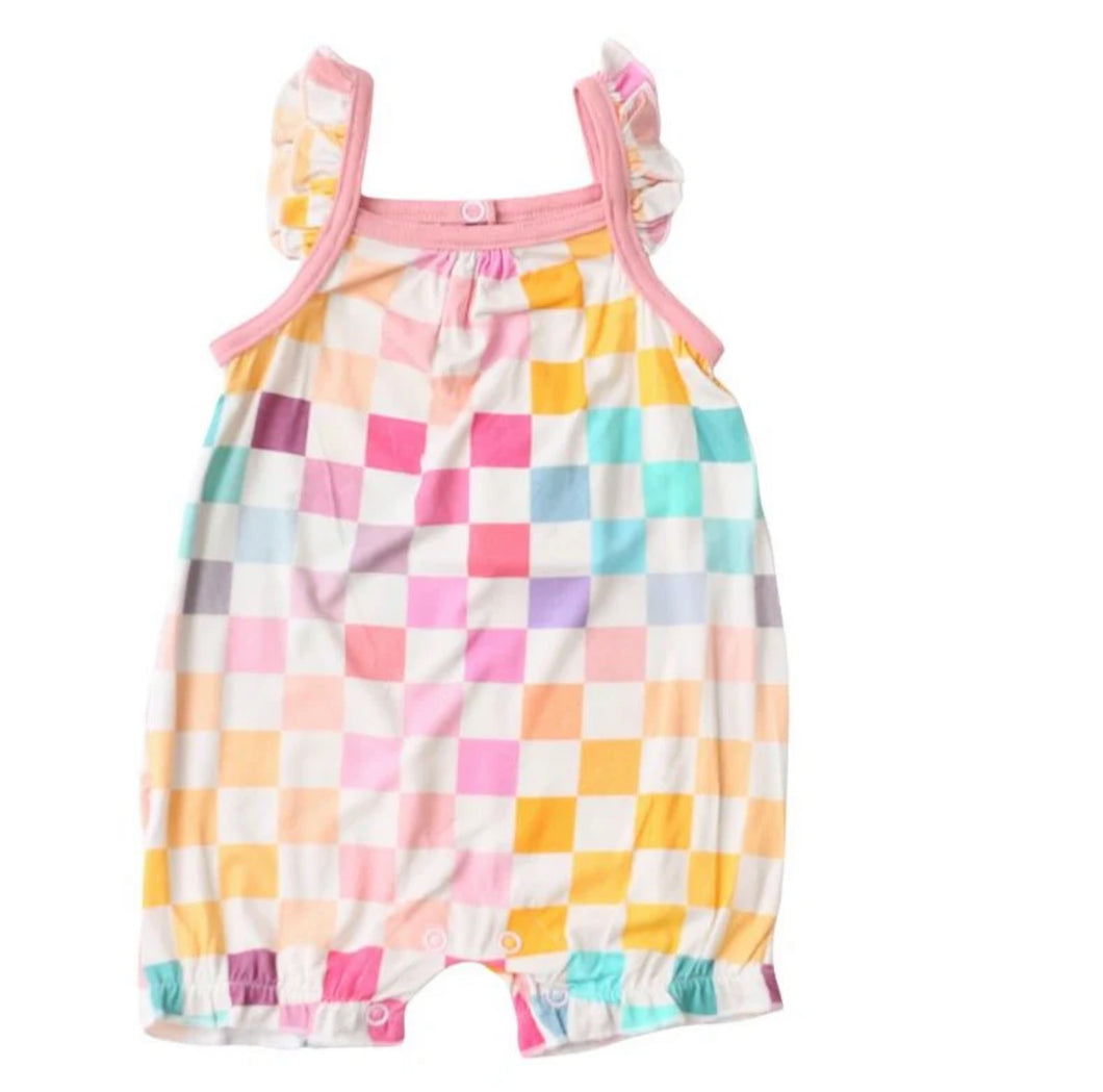 Pink Checks Bubble Romper