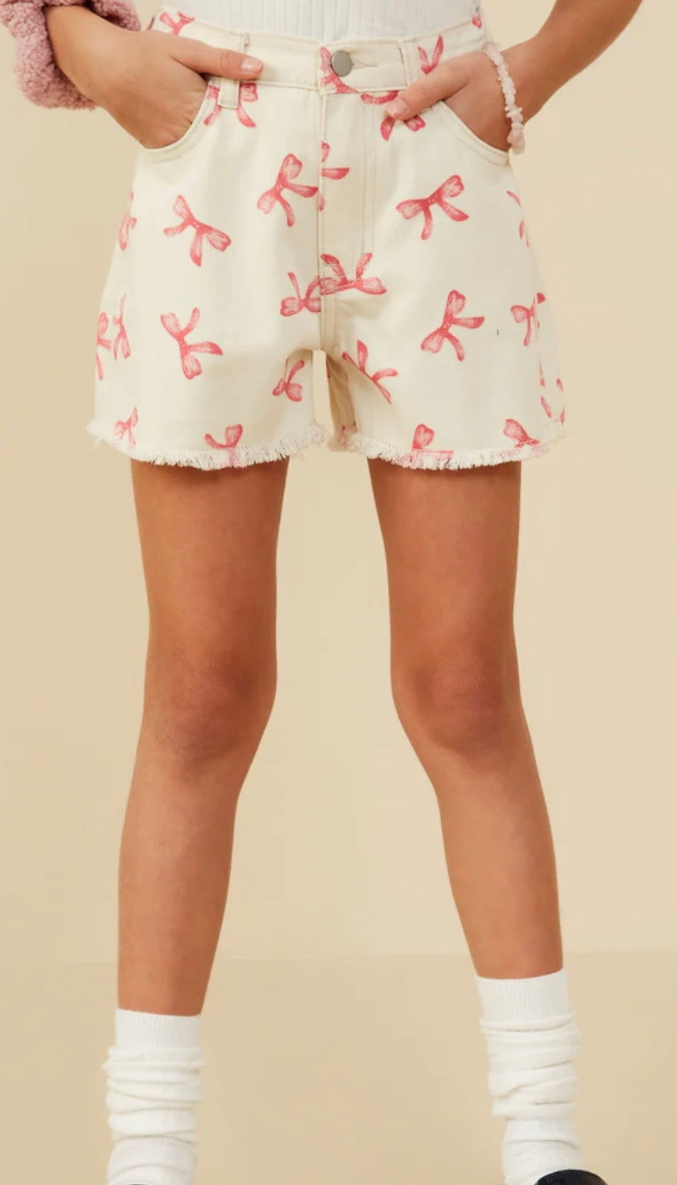 Bow Printed Denim Short
