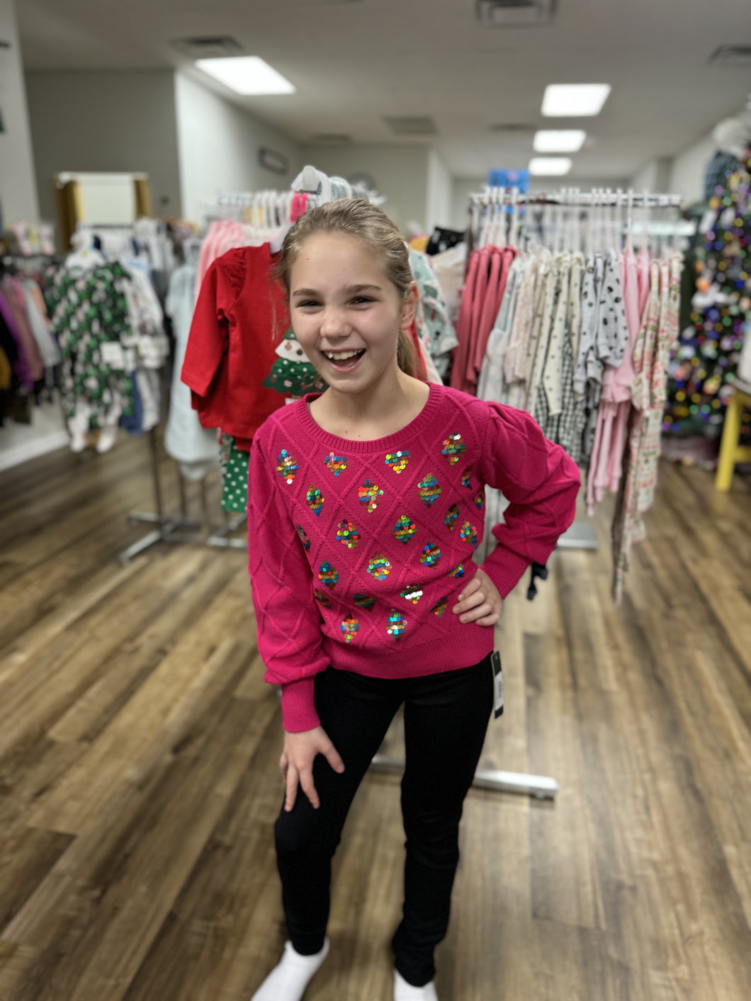 Fuchsia Sweater with Sequins