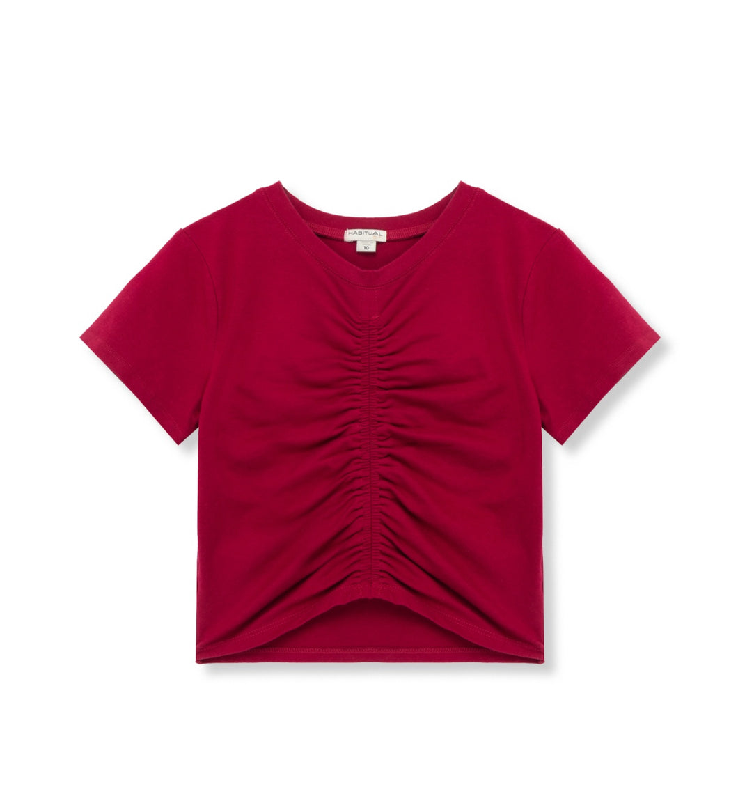 Burgundy Gathered Knit Top