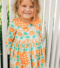 Load image into Gallery viewer, Mint Pumpkin Twirl Dress
