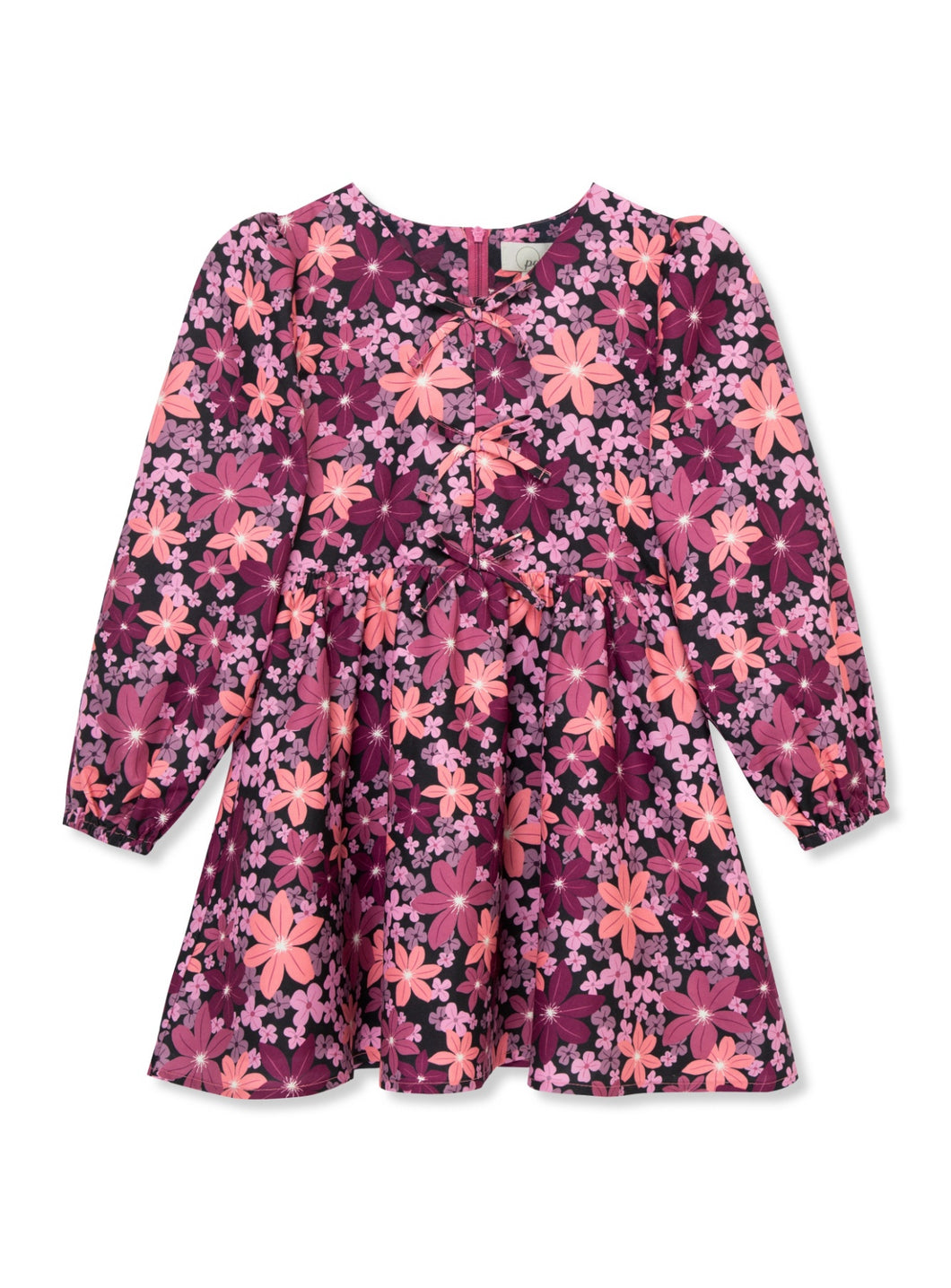 Layered Floral Print LS Dress