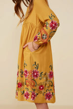 Load image into Gallery viewer, Embroidered Mustard Dress
