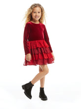 Load image into Gallery viewer, Velvet Red Tiered Dress
