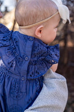 Load image into Gallery viewer, Estelle Blue Eyelet Ruffle
