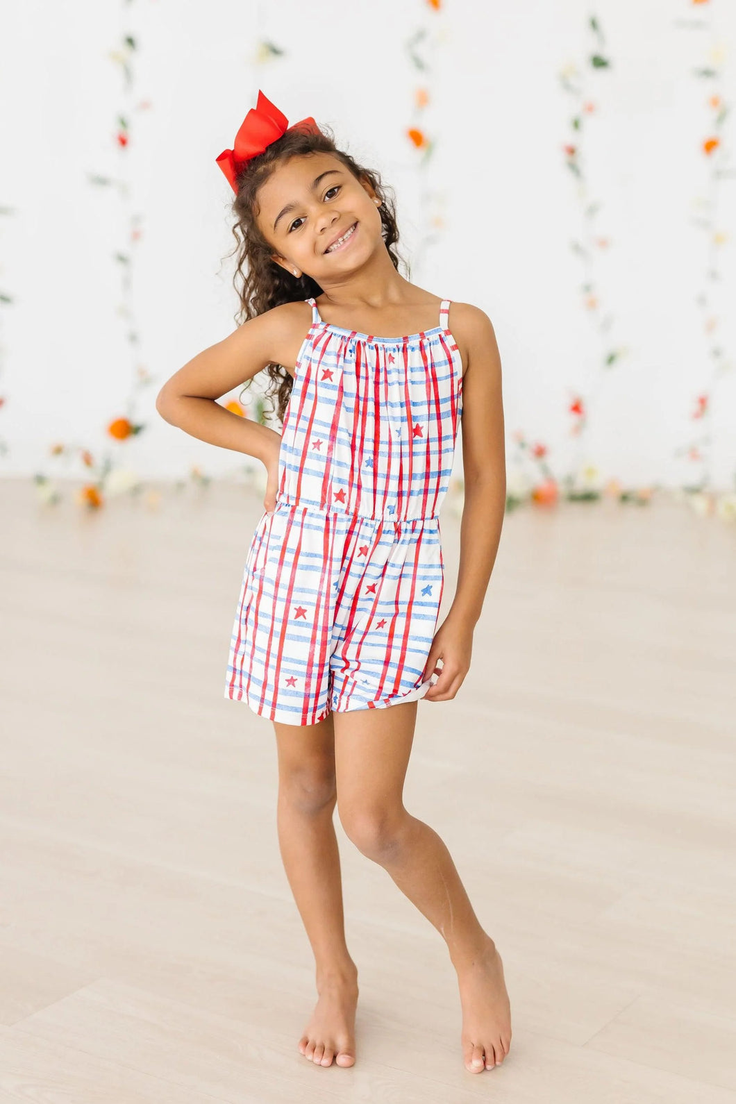 Patriotic Plaid Strappy Play Romper