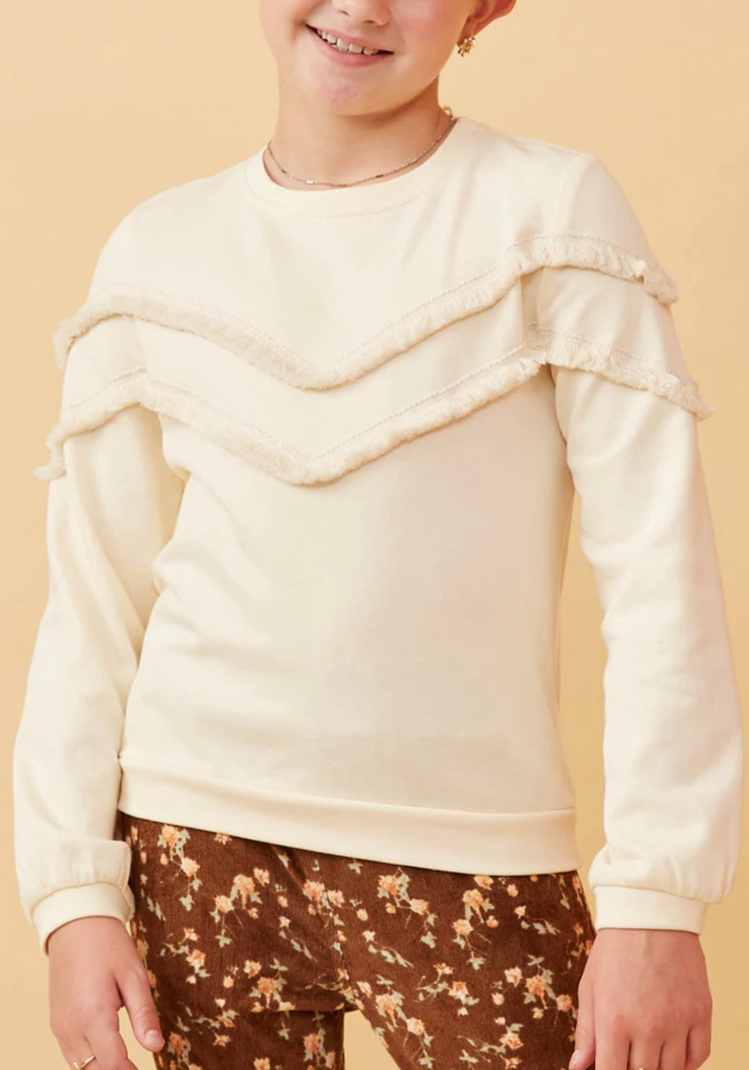 Fringe Detail Knit Sweathshirt