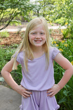 Load image into Gallery viewer, Lavender Swissdot Romper
