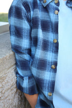 Load image into Gallery viewer, Blue Plaid Button Up
