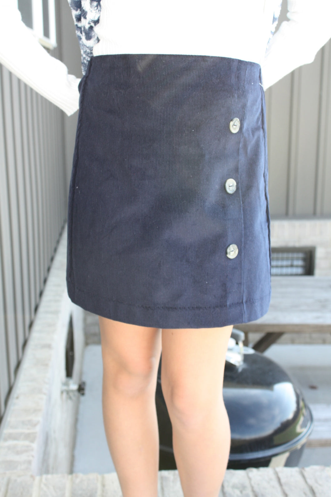 Navy Corduroy Skirt