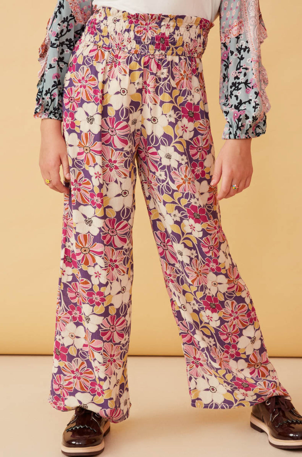 Girl's Purple Floral Pant