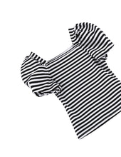 Load image into Gallery viewer, Black Striped Puff Sleeve
