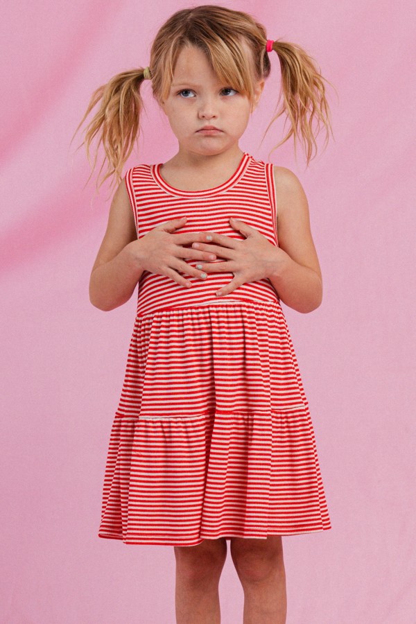 Red Ribbed Tank Dress